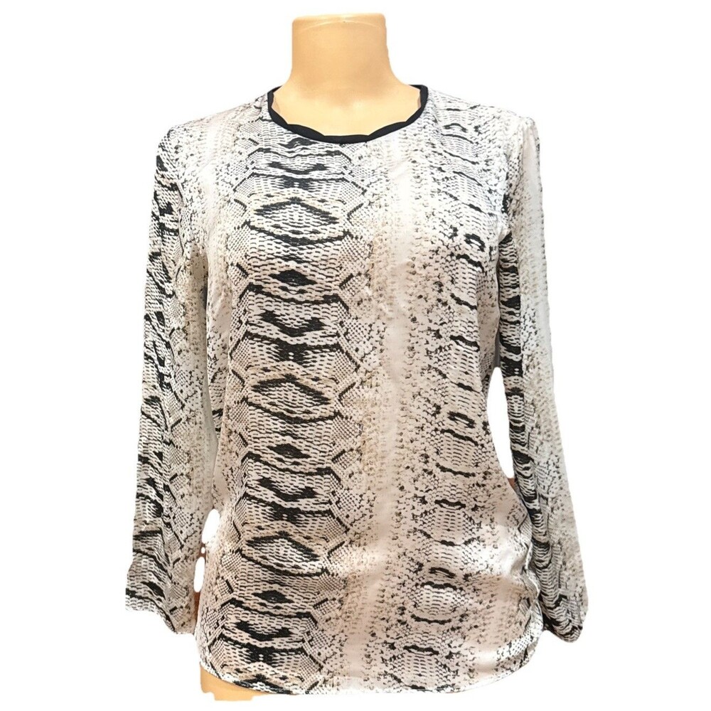 ZARA BASIC Womens Snakeskin Print Long Sleeve Top Blouse‎ Size XS